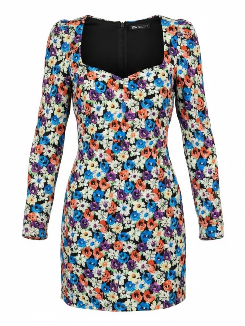 Multi-Color Floral Long Sleeve Mini Dress